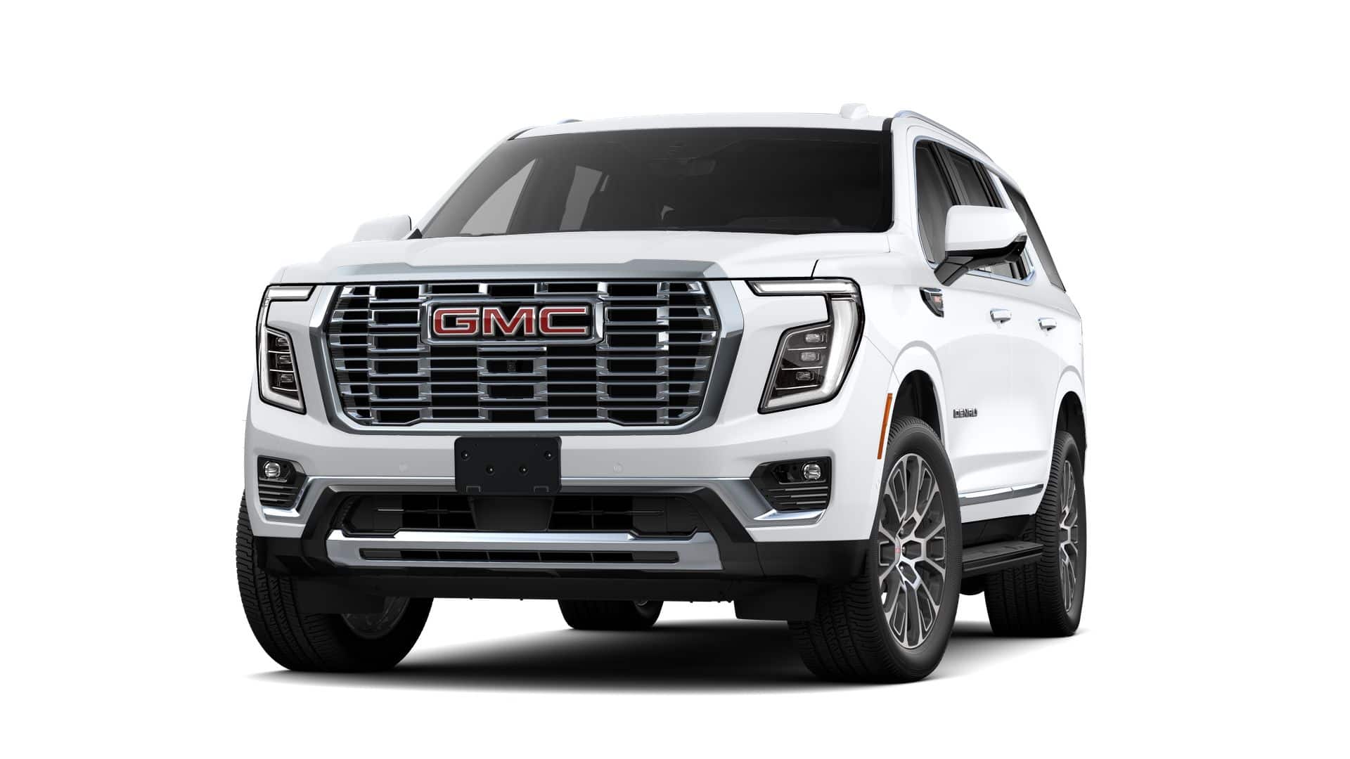 2026 GMC Yukon Denali in Summit White — front three-quarter view